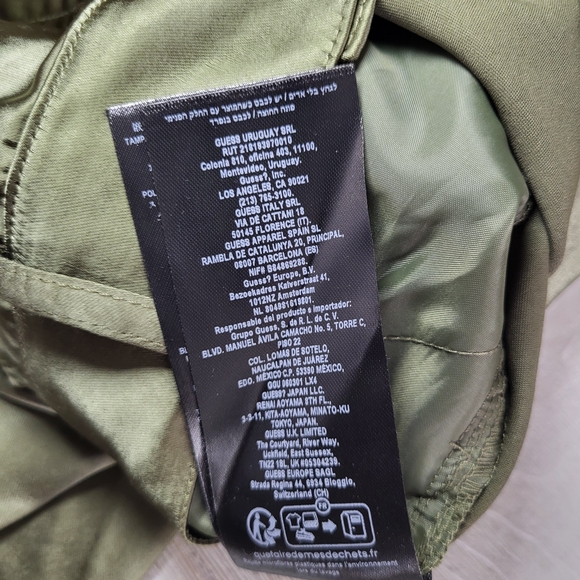 NWT Guess Cargo Satin Pants Olive Green Wide Leg. - Picture 4 of 8